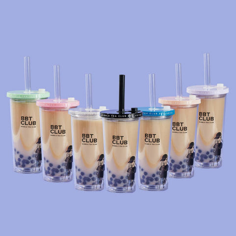 Bubble Tea Becher-Set in verschiedenen Farben (wiederverwendbar)