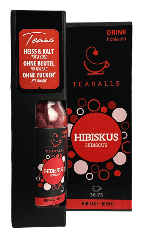 TEABALLS - Hibiskus | BLACK SELECTION | 30-75 Tassen - TEABALLS OFFICIAL | TEABALLS Schweiz | Tee ohne Beutel 