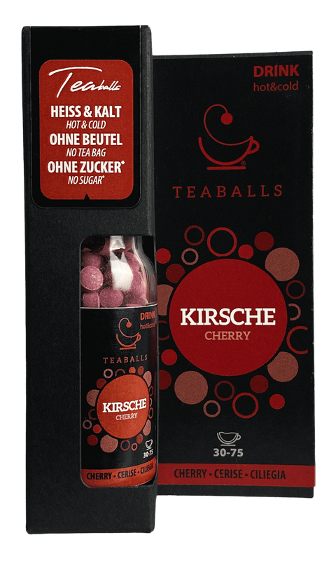 TEABALLS - Kirsche | BLACK SELECTION | 30-75 Tassen - TEABALLS OFFICIAL | TEABALLS Schweiz | Tee ohne Beutel 