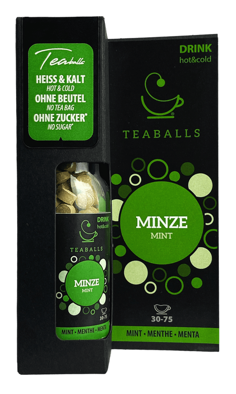 TEABALLS - Minze | BLACK SELECTION | 30-75 Tassen - TEABALLS OFFICIAL | TEABALLS Schweiz | Tee ohne Beutel 