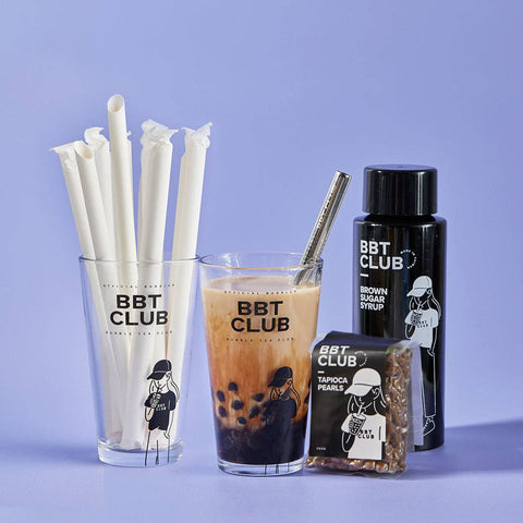 Bubble Tea Set brauner Zucker-Milchtee mit Tapiokaperlen für 10 Portionen